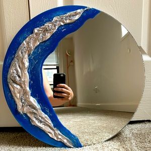 Blue and silver mirror